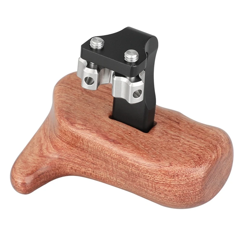 

Wooden Camera Handgrip With Invertible 1/4 inch Thumbscrew Connection for DSLR Camera Cage Rig (Left Side)