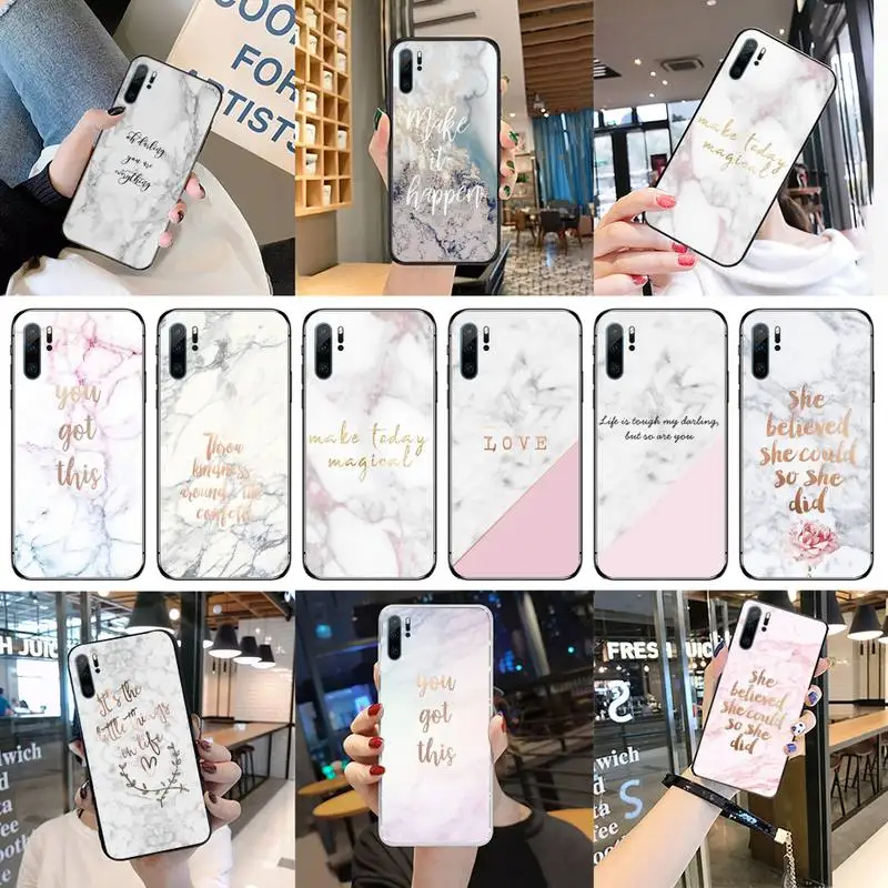 

Make it happen marble Phone Case For Huawei P40 P20 P30 Mate 40 20 10 Lite Pro Nova 5t P Smart 2019
