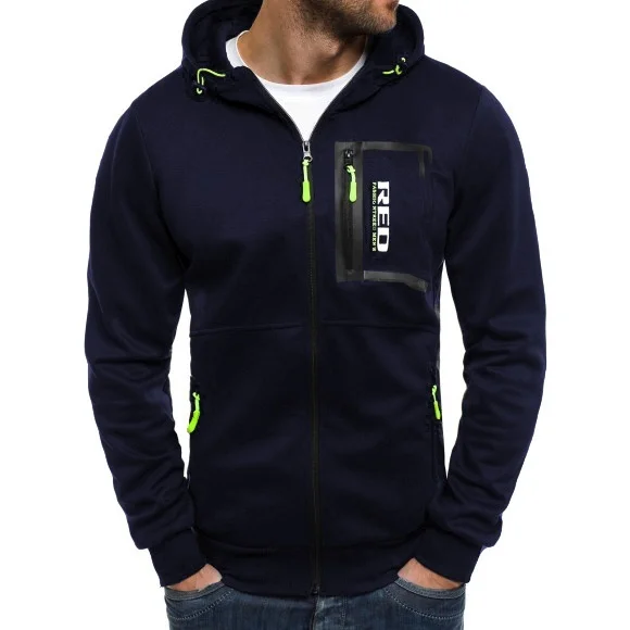 navy blue ZOGAA, мужская спортивная толстовка, повседневная одежда на молнии, модные жаккардовые толстовки с капюшоном, флисовая куртка, осенние толстовки, осенне-зимние пальто - Цвет: navy blue