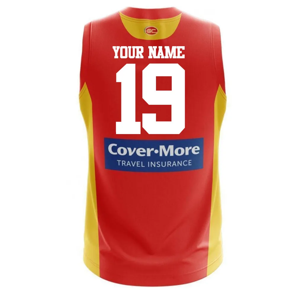 AFL GOLD COAST SUNS мужская домашняя трикотажная одежда, размер S-3XL, принт с именами и цифрами, высокое качество - Цвет: Print name number