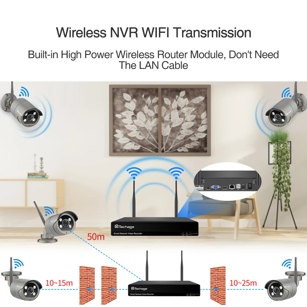 Techage 8CH 3MP HD WiFi IP Camera Set Wireless NVR Kit Humanoid Detection Two Way Audio Recording P2P CCTV Surveillance System