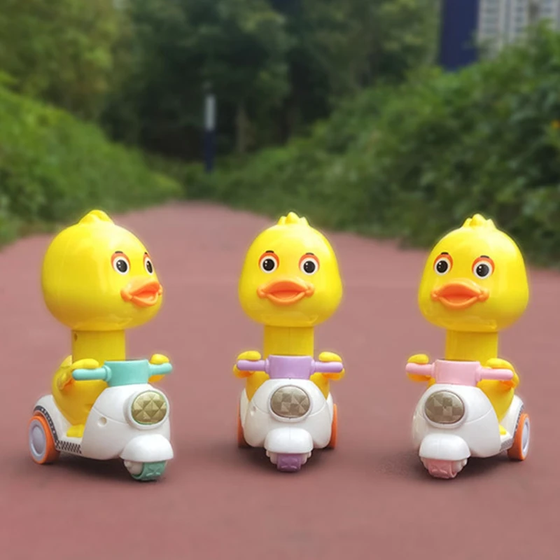 Тянуть обратно автомобили для малышей Пресс & Go желтая утка игрушка мотоцикл с 360
