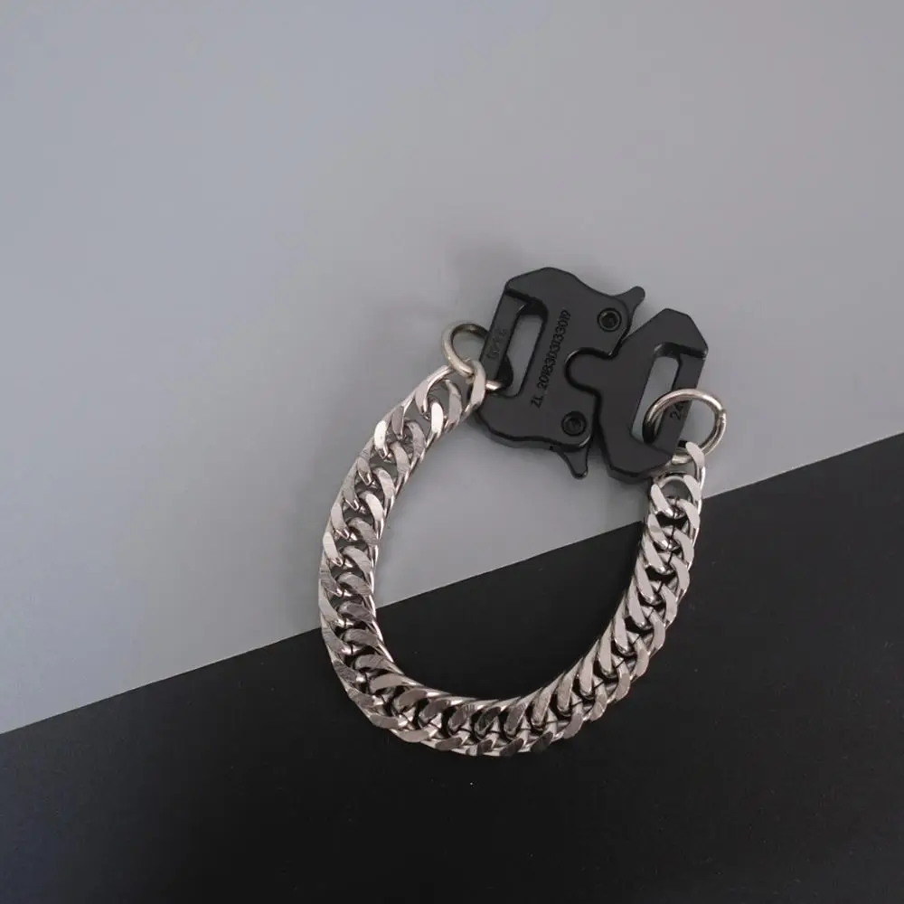 

HANGZHI 2020 New Hip Hop Punk 1017 ALYX 9SM ROLLERCOASTER TRACK ALYX Metal Lettering Buckle Bracelet For Men Women Girls Jewelry