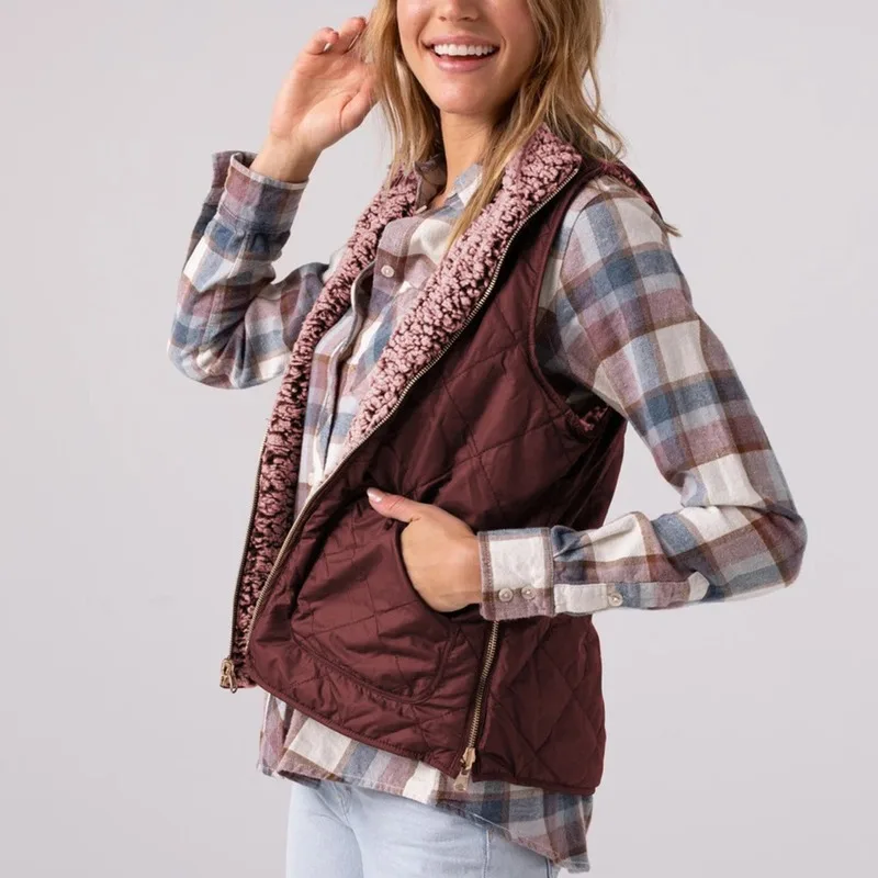 Women Furry Warm Vest 2019 Winter Black Casual Waistcoat Slim Sleeveless Jacket Solid Thermal Cotton Female Plus Size Coat | Женская