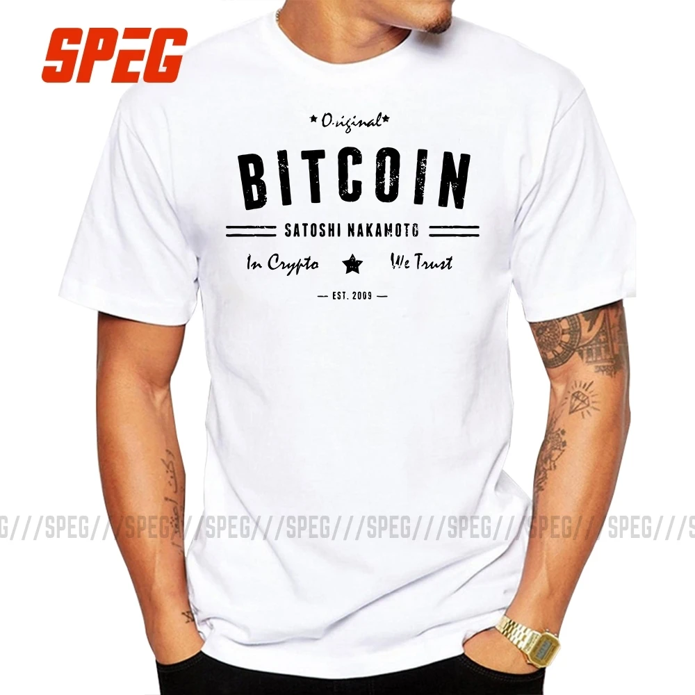 Биткоин Satoshi крипто логотип футболка размера плюс принт короткий рукав футболка Новинка Высокое качество хлопок мужские футболки