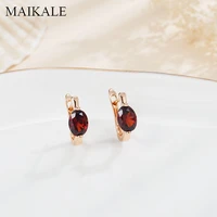 maikale small gold silver color classic design ellipse multicolor cubic zirconia stud earrings for women jewelry simple gift