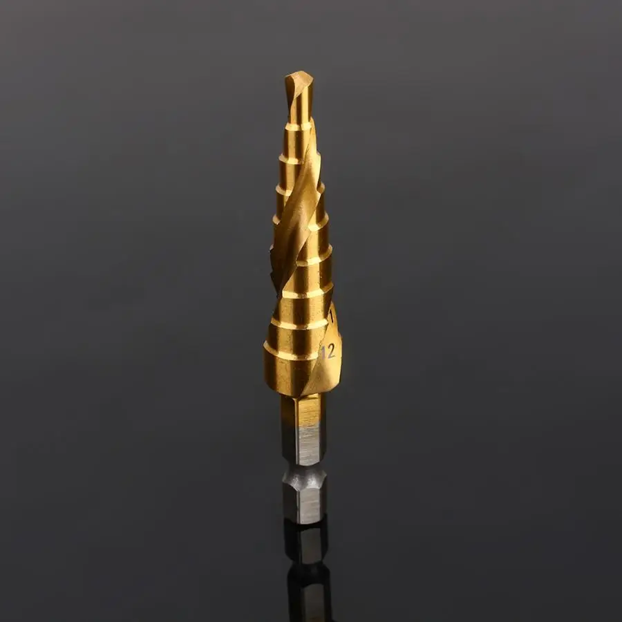 Набор сверл из быстрорежущей стали комплект 3 ступенчатых насадок с шестигранным