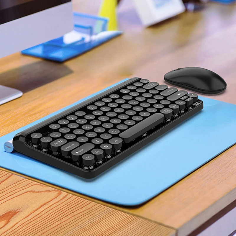 Wireless Keyboard Mouse Set 10M Transmission 84 Round Keys Cap USB Rechargeable 2.4G and Mechanical Combo for PC | Компьютеры и офис