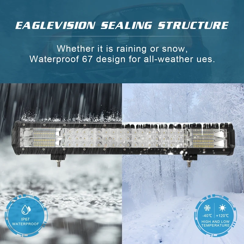 

Led Light Bar Night 20 Inch 288W Triple Row Flood Spot Combo 28800Lm Led Bar Driving Lights Boat Lights Led Off Road Lights For