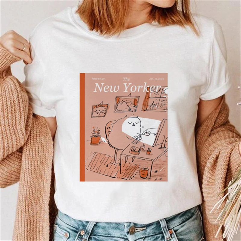 

Women T-shirts Fashion Cartoon Stylish Print Female Graphic T Top Female Cat New Lovely Sweet O-neck Shirt Tee T-Shirt