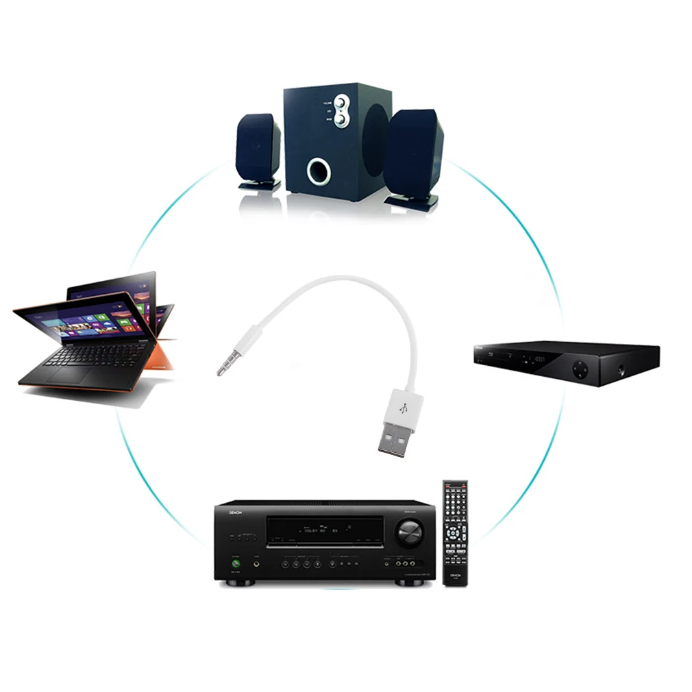 ACEHE USB Поворот 3 5 мм конверсионной линии к вспомогательный конвертер кабель