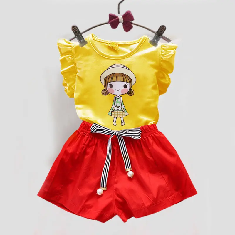 НОВЫЕ комплекты одежды для девочек летние спортивные костюмы детей хлопковые с