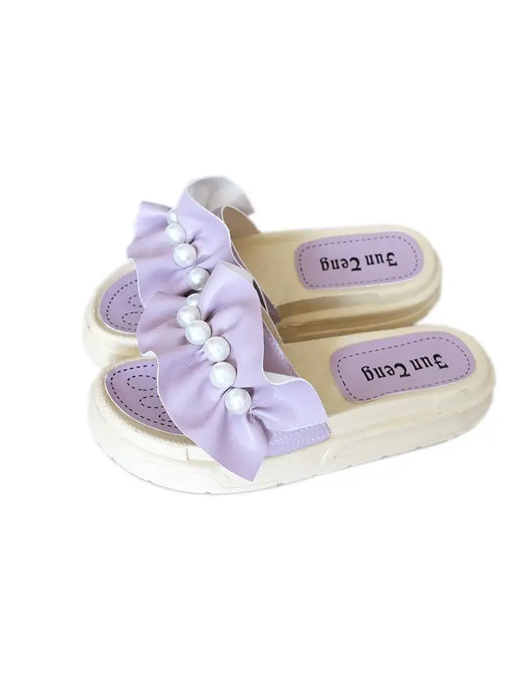 

Female Shoes House Slippers Platform Slides Summer Clogs Woman Fashion 2021 Flat Beach Luxury Soft Rubber Rome Floral PU Fabric