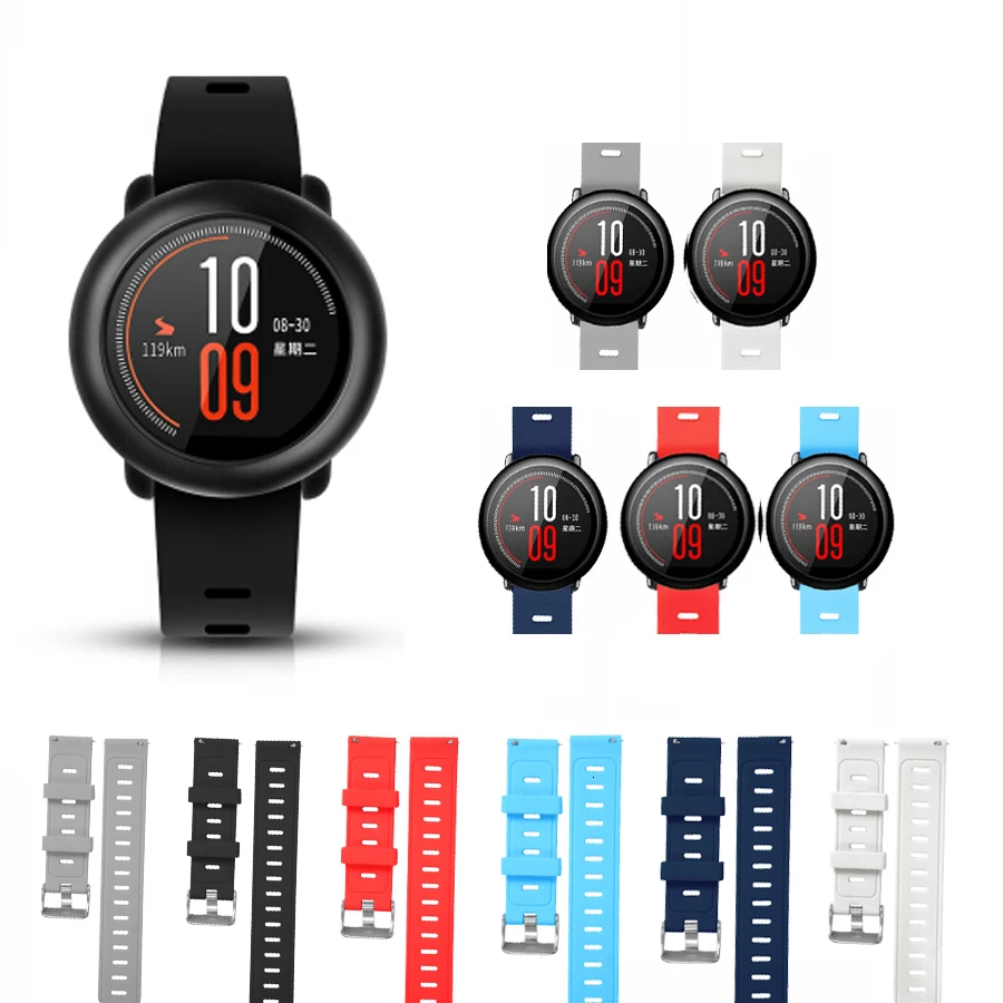 Ремешок для смарт часов Amazfit Stratos 2S сменный Браслет Для Xiaomi Watch 1 2 Pace чистый цвет 22