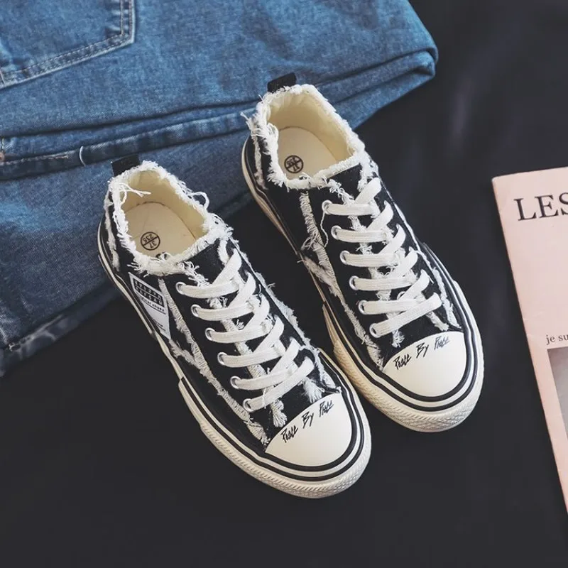 Студенческие модные парусиновые туфли смешанных цветов на весну и лето женские