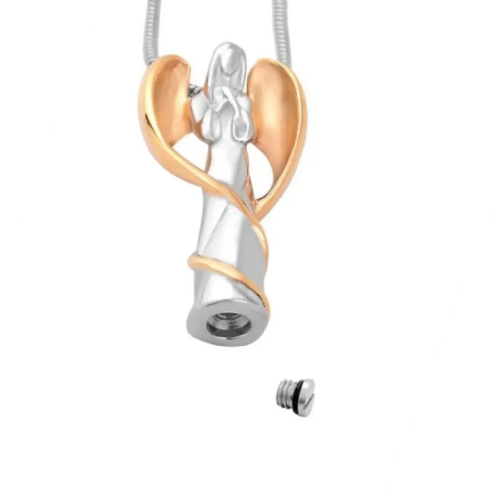 

Stainless Steel Angel Shape Openable Cremation Pendant Ashes Urn Memorial Necklace Keepsake Jewelry Wholesale and Retail