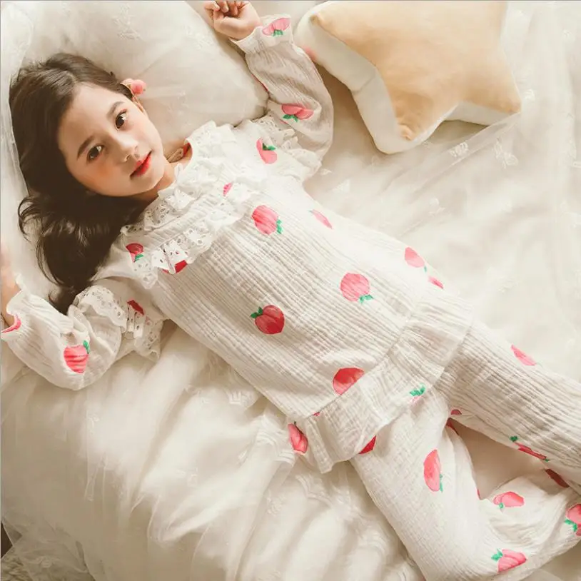 Детские пижамы принцессы с принтом новые кружевные лоскутные топы длинными