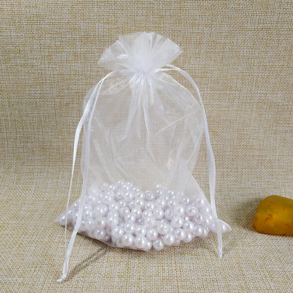 White 50 шт. Подарочная сумка для ювелирных изделий 17x23 20x30 25x35 30x40 Свадебные вечерние рождественские подарочные сумки из органзы на шнурке ювелирные изделия мешки для упаковки пакетов - Цвет: White