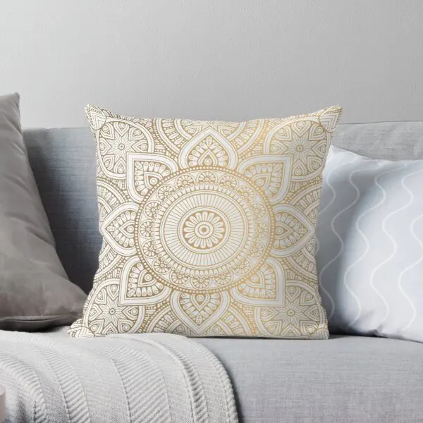 

Mandala Gold Soft Decorative Throw Pillow Cover for Home Pillows NOT Included