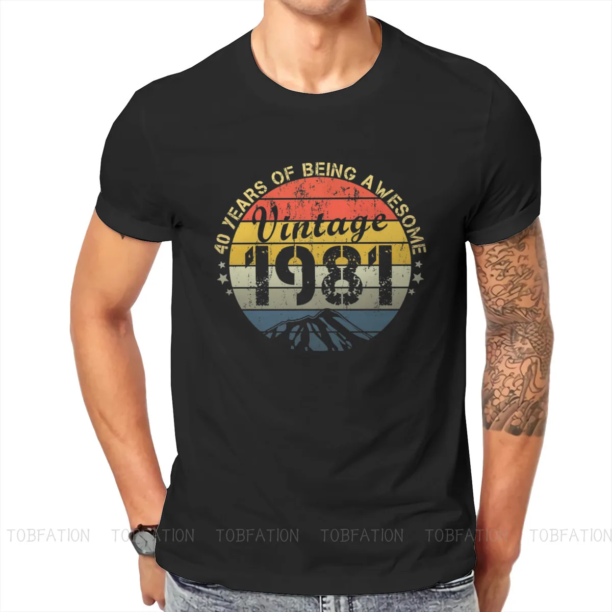 

Vintage 1981 40 Years Of Being Awesome T Shirt Vintage Teenager Graphic Oversized Crewneck TShirt Harajuku Men's Clothes