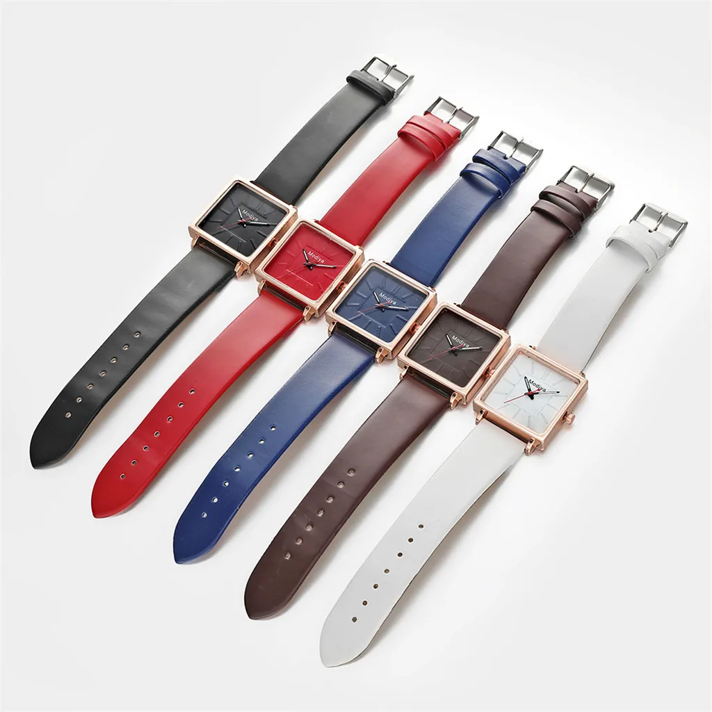 Женские часы montre femme женские элегантные кожаные Аналоговые Кварцевые квадратные