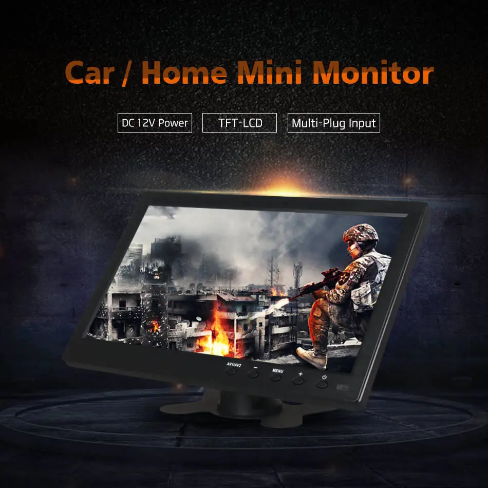 ЖК-монитор с несколькими разъемами 10 дюймов 12 В TFT DC HDMI VGA BNC RCA USB 1024x768 HD для