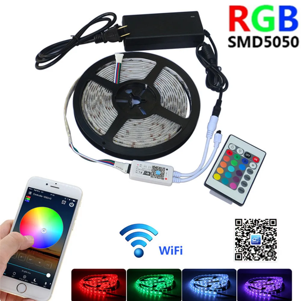 Светодиодная Водонепроницаемая ленсветильник RGB с поддержкой Wi-Fi 12 В 5050 SMD -