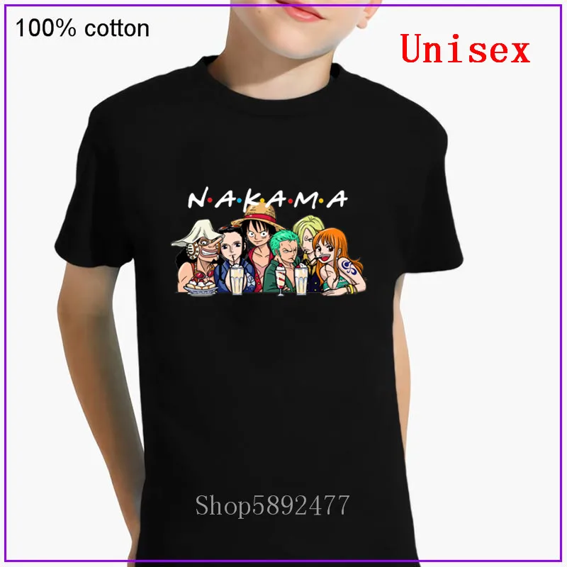 Детская футболка NAKAMA в японском стиле с пиратским принтом одежда для мальчиков и