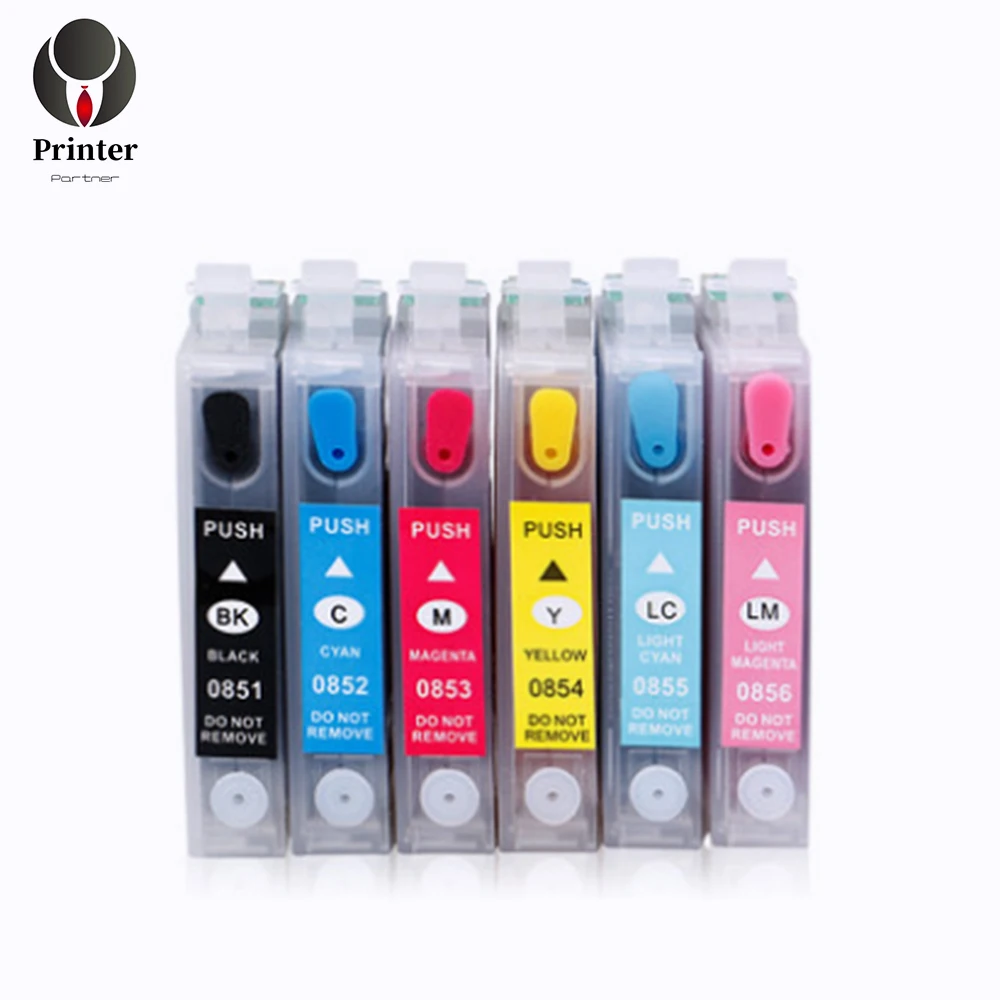 

Printer Partner refillable empty cartridge with auto chip T0851 - T0856 85N for epson R330 1390 T60 printer