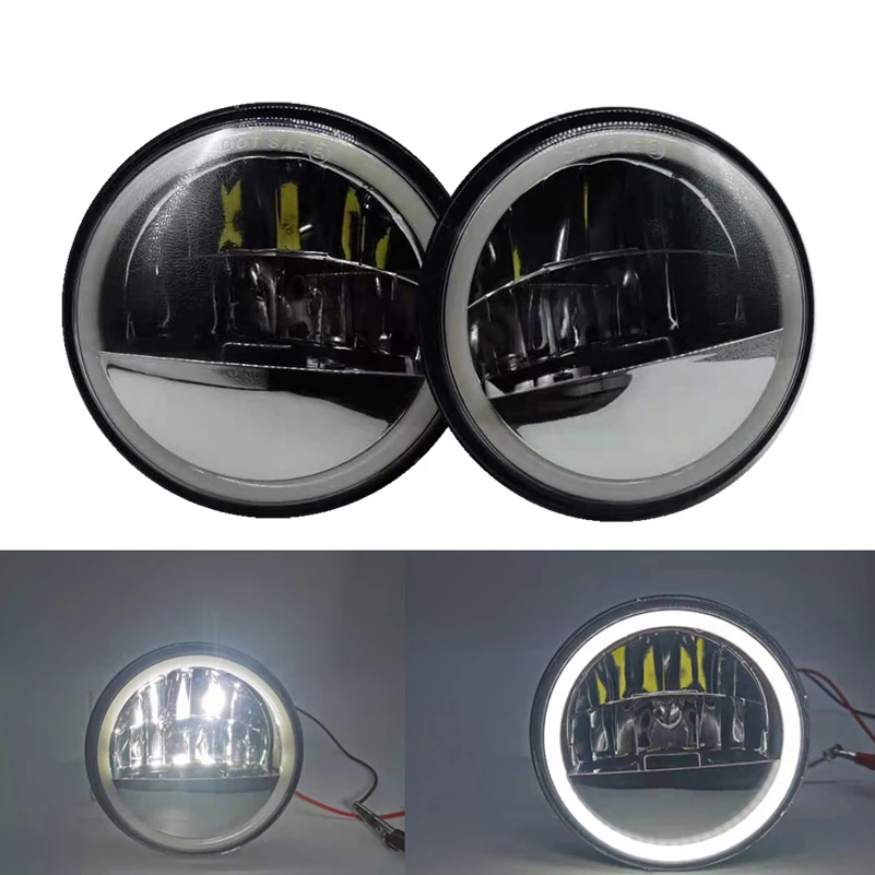 

4-1/2" 4.5 LED Passing Lamps Motorcycle LED Fog Lights with White DRL Halo for Harley Touring Electra Glide Road King