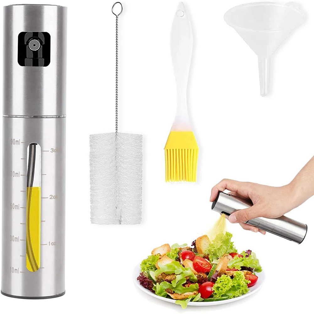 

Stainless Steel Oil Sprayer 4pcs Kit 100ml Olive Oil Sprayer Bottle Pump Oil Pot Leak-proof Grill BBQ Sprayer Oil Dispenser Tool