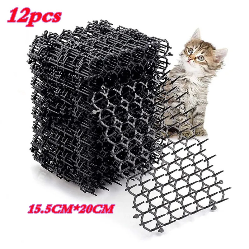 

5/12pcs Garden Prickle Strip Dig Stop Cat Repellent Deterrent Mat Anti-cat Prickle Strips Keep Cat Away Digging Climbing Spike