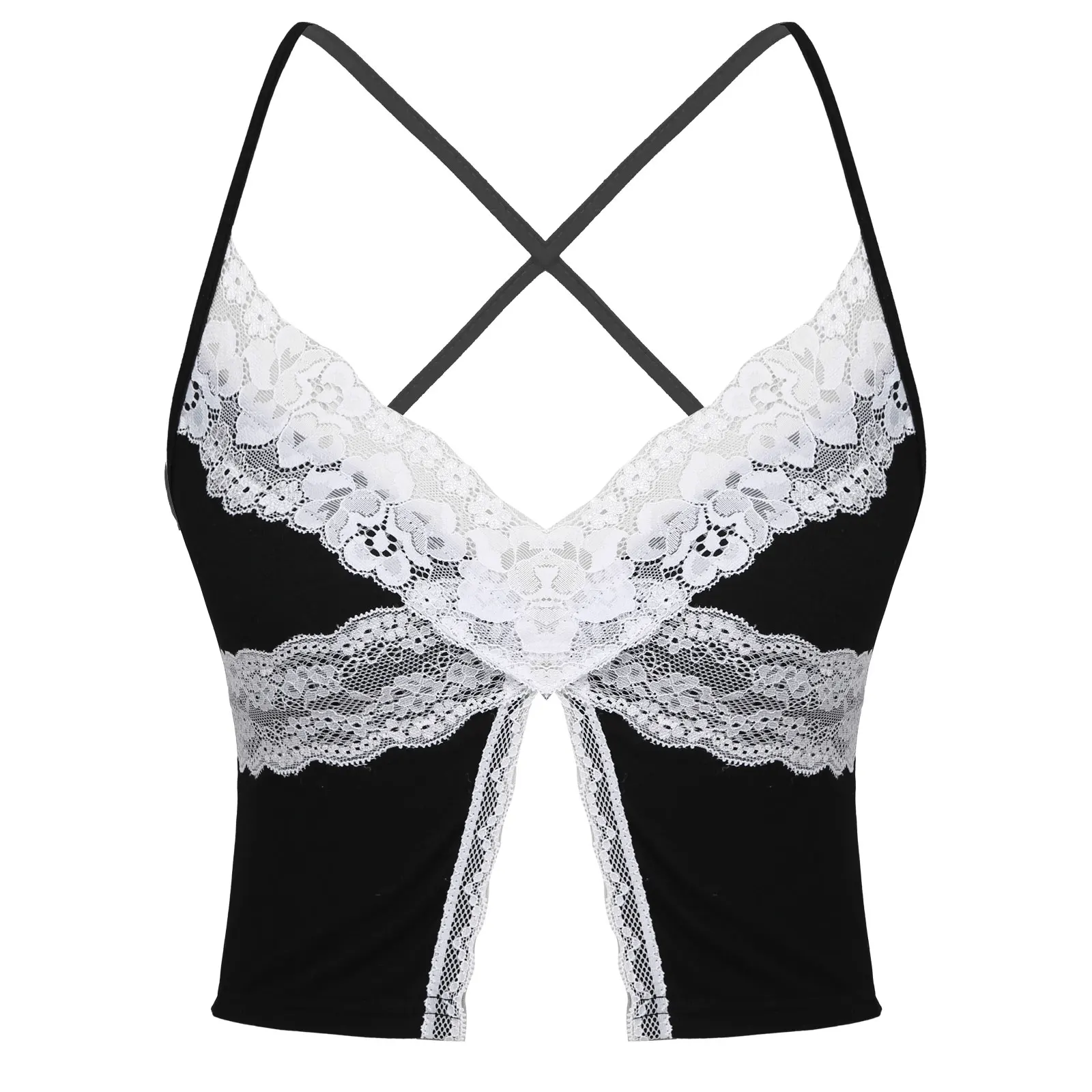 Женское нижнее белье кружевной кроп топ с разрезом перекрещивающимися на спине