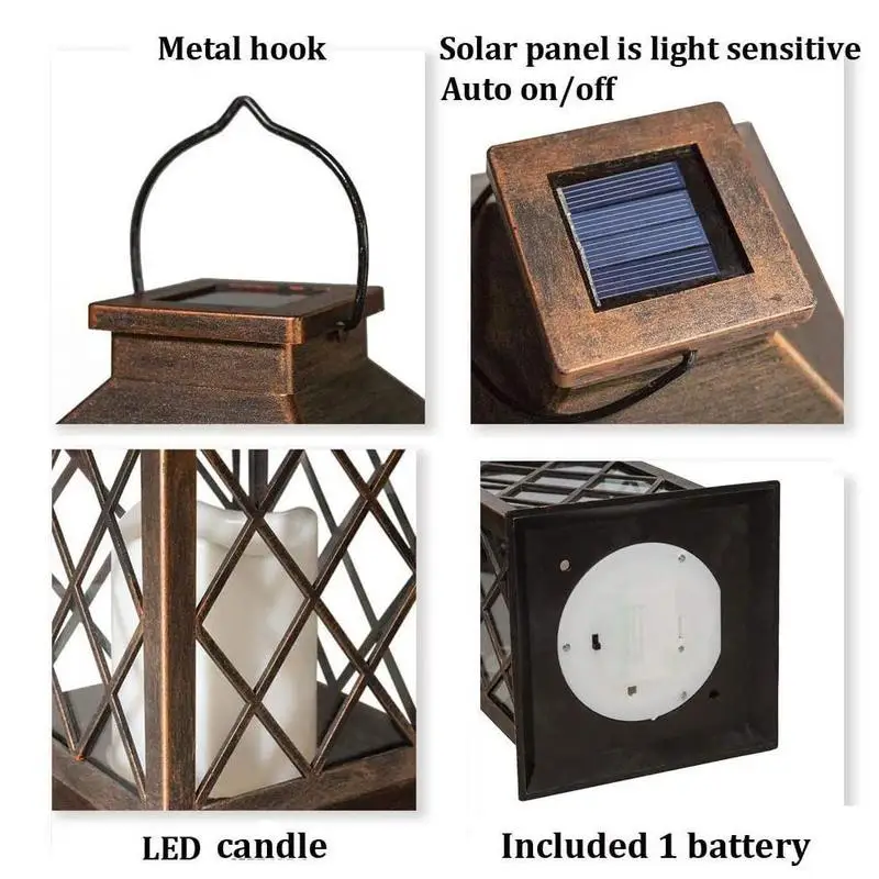 

Solar Candle Wind Lantern Plastic Lantern LED Electronic Candle Lantern Wind Hollow Solar W6L8