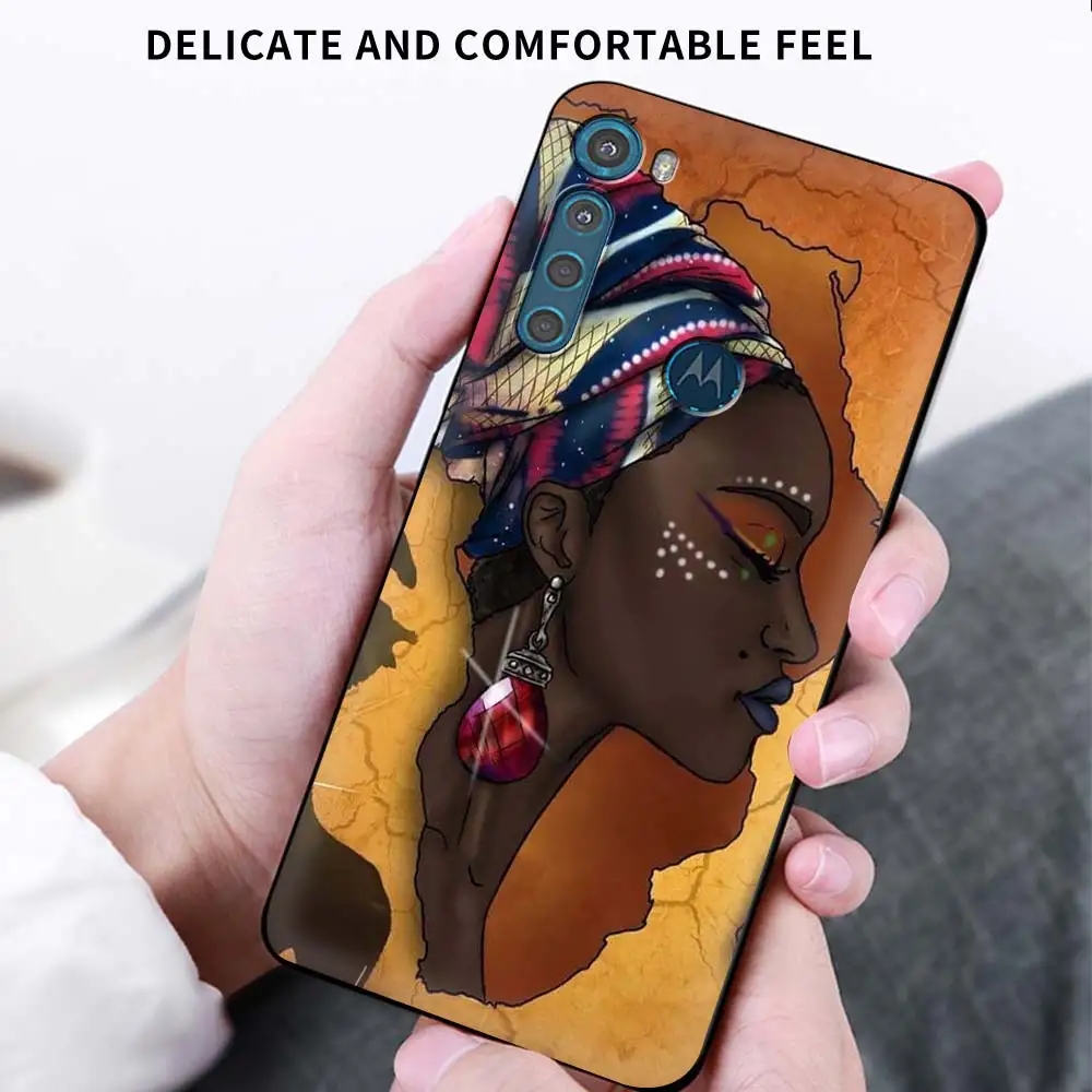 

Case for Motorola Moto G9 Play One Fusion Plus G8 Power Lite Soft Cover Hype G Stylus E6s E7 Phone Funda Art African Girl Coque