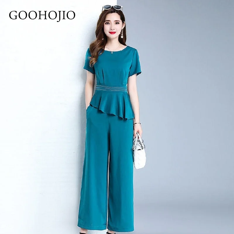 

GOOHOJIO 2021 New Spring and Autumn Two-piece Suit Women Wide Leg Pants Oversized Suit for Women Plus Size Women's Women Suit