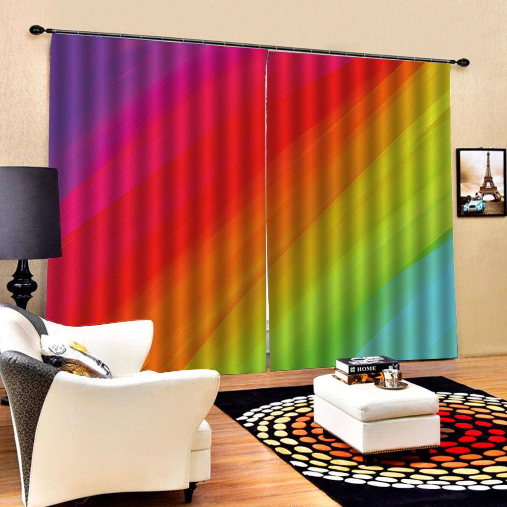 Радужные шторы цветной занавес 3D затемненные занавески s Гостиная Спальня