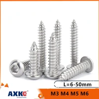1050pcs m3 m4 m5 m6 a2 70 304 stainless steel allen hexagon hex socket button round head self tapping wood screw length6 50mm