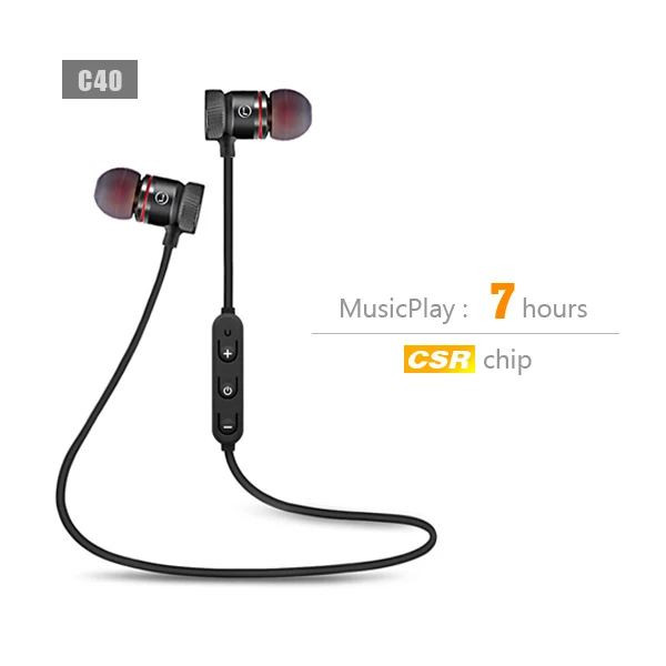 CBAOOO Bluetooth спортивные стерео наушники-вкладыши Bluetooth гарнитура сабвуфер смартфон музыка спортивные наушники с микрофоном - Цвет: C40-7 hours