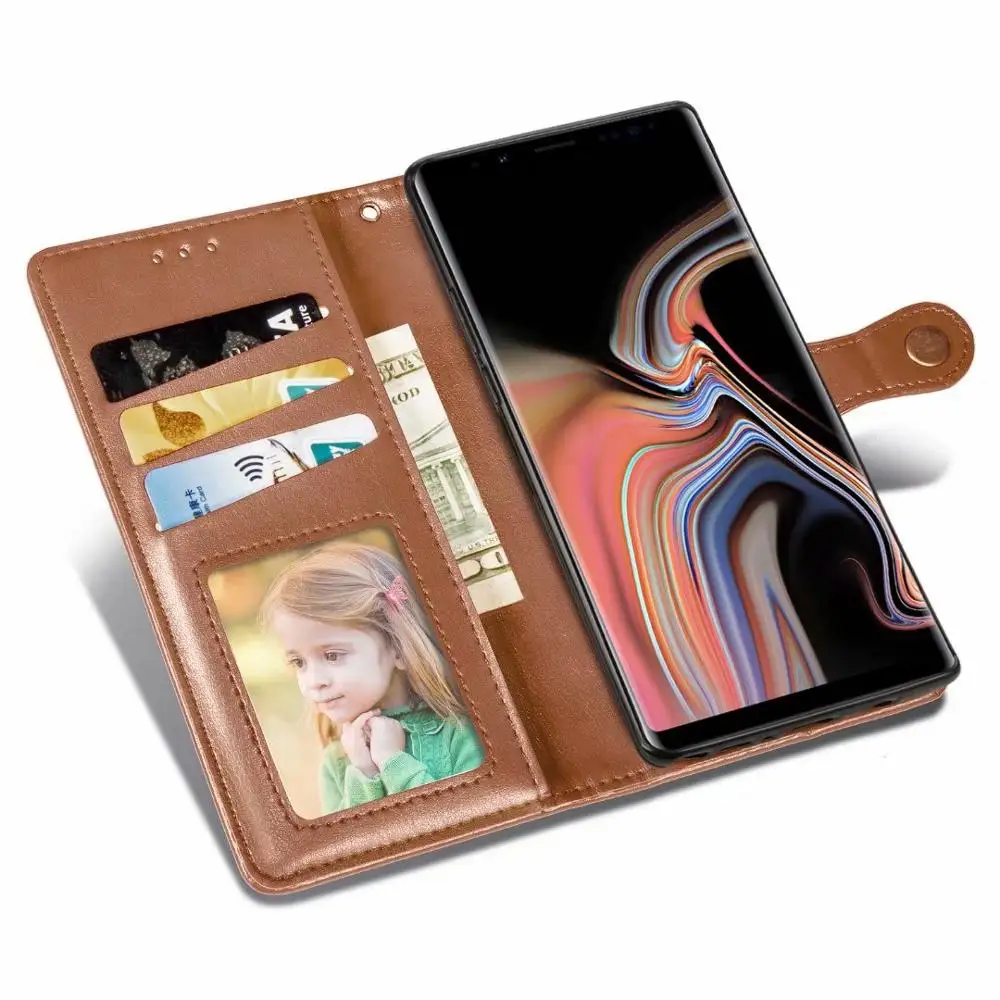 Для samsung Galaxy Note 8 9 10 Pro новый iPhone 2019 простые цвета флип стенд держатель карты PU