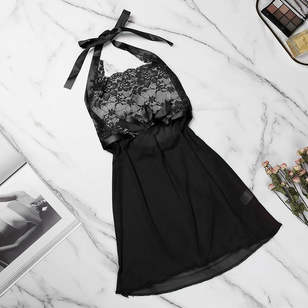 Сексуальное женское белье на шнуровке с бантом ночное размера плюс ночная