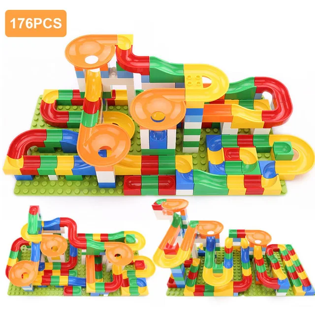 176 PCS 113-238 шт мраморный набор строительных блоков ABS парк развлечений лабиринт Развивающие игрушки для детей совместимы с городскими кирпичами - Цвет: 176 PCS