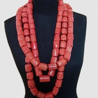 4ujewelry luxury big coral beads jewerly set for african bride women 3 layers necklace set with bracelet and earrings 2019 india
