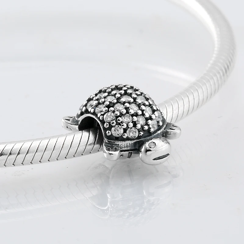 

DoDoFly Real Cute Turtle Beads 925 Sterling Silver Pave Crystal Zirconia Bead Fit Original Charm Bracelet Hot Sale Jewellery