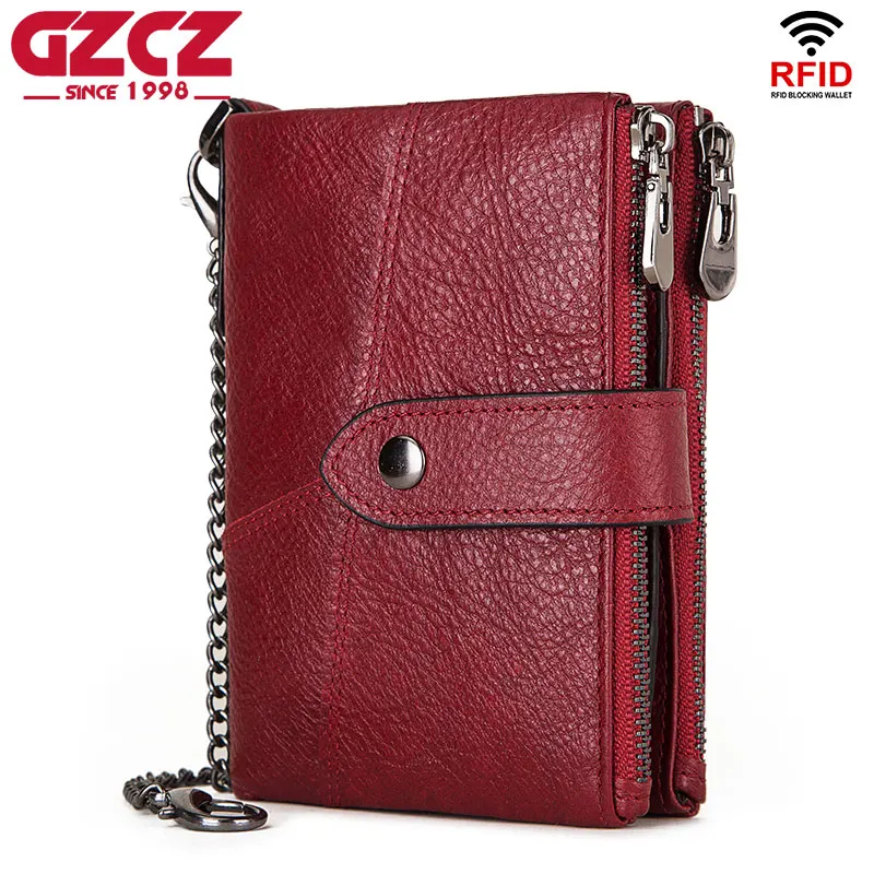 Кошелек GZCZ из натуральной кожи Женский кошелек бумажники-портфели с цепочкой