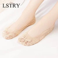 5 pairs transparent short lace socks women summer hollow out boat socks slippers female soft low invisible socks casual non slip