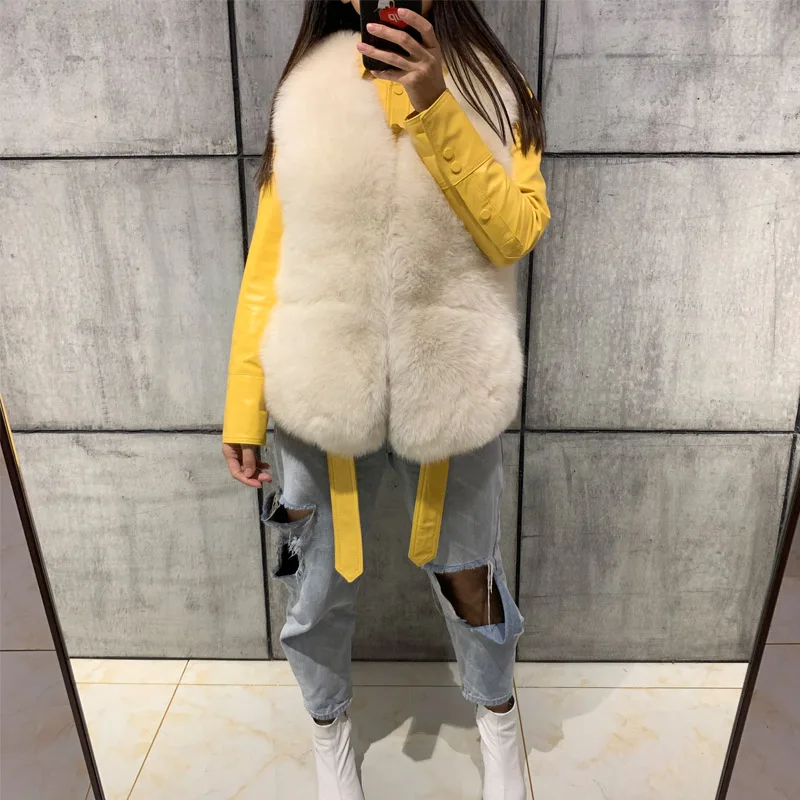 

real women natural gilet vest fox fur jacket sleeveless