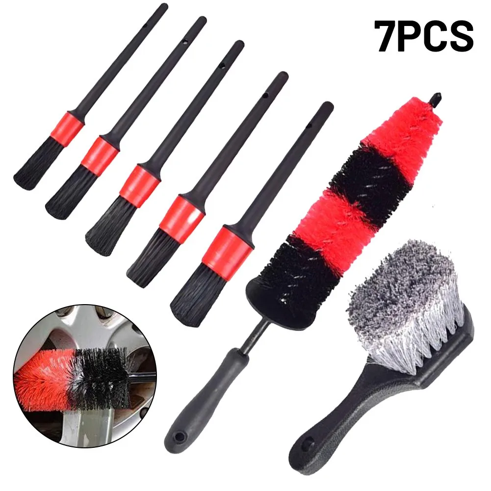 

7x Car Wheel Tire Brush Wash Kit Automobile Tire Brush Washing Cleaning Tool Auto Detail Tools Dashboard Cleaning Brush