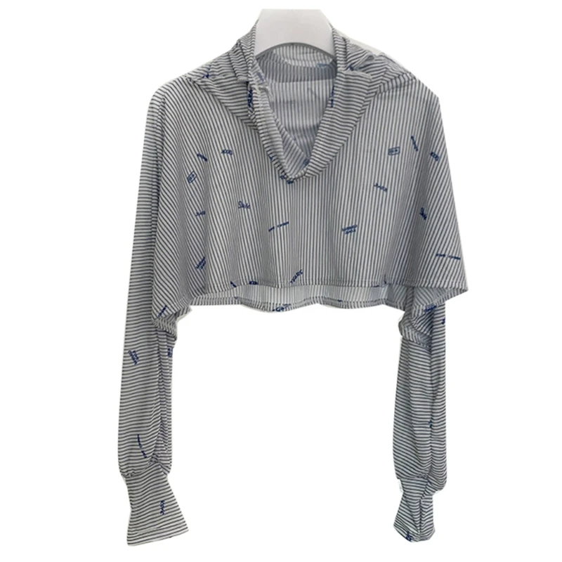 

Women Summer Mask Attached Long Sleeve Shirts Polka Dot Zebra Print Sun Protection Shawl Wrap Cloak Cycling Beach Cape