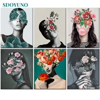 sdoyuno 60x75cm painting by numbers flower kits girl diy paint by numbers on canvas woman handpainted frame digital painting